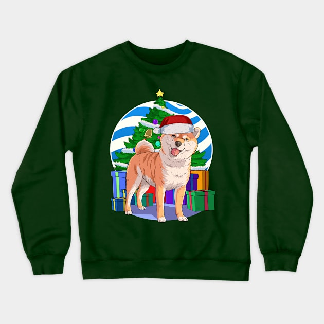 Shiba Inu Dog Cute Santa Christmas Gift Crewneck Sweatshirt by Noseking